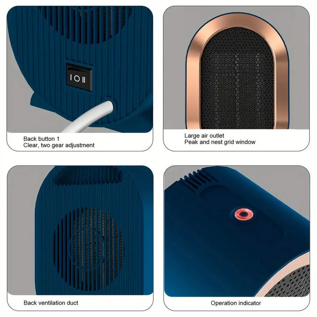Space Heaters for Small Room, 1200W with Thermostat, Overheating & 45°Tip-Over Protection for Office Home, Green
