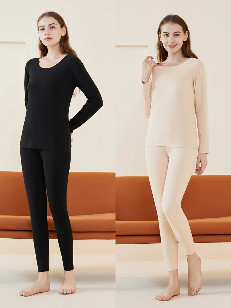 4pcs Women's Tight Thermal Underwear Set,Soft Warm & Comfortable Sleepwear Suit Fit Winter Warm Cashmere Lightweight Pajamas Set