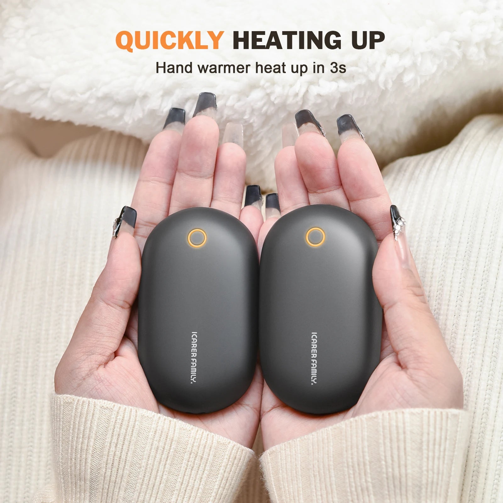 Hand Warmers Magnetic 2 Pack Rechargeable Full Warmer Body Instant Heating, 8 Hrs Long Warmer, 5,000 mAh Pocket Size Electric Wa
