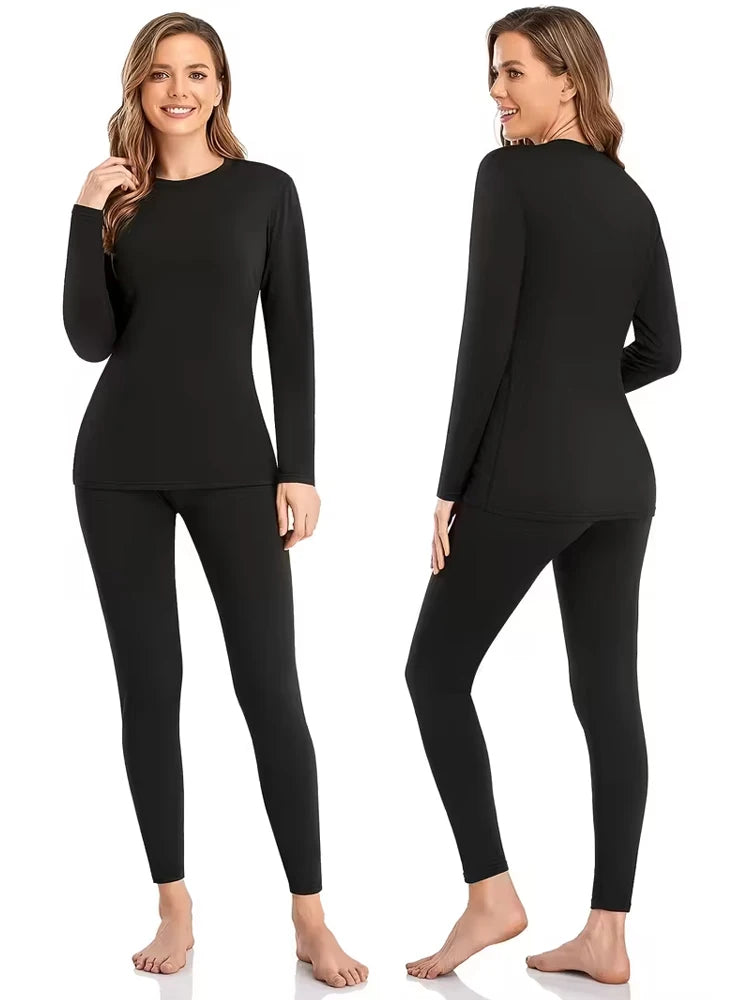 4pcs Women's Tight Thermal Underwear Set,Soft Warm & Comfortable Sleepwear Suit Fit Winter Warm Cashmere Lightweight Pajamas Set