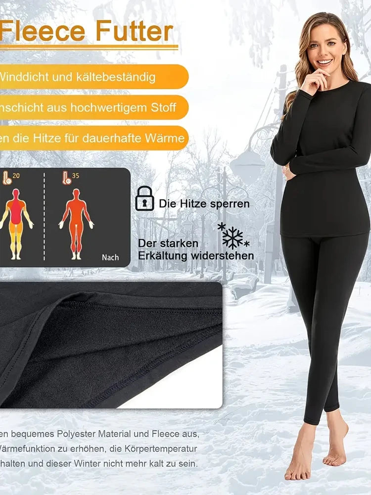 4pcs Women's Tight Thermal Underwear Set,Soft Warm & Comfortable Sleepwear Suit Fit Winter Warm Cashmere Lightweight Pajamas Set