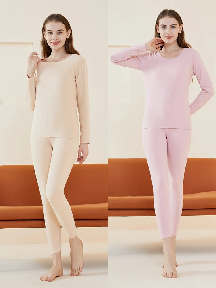 4pcs Women's Tight Thermal Underwear Set,Soft Warm & Comfortable Sleepwear Suit Fit Winter Warm Cashmere Lightweight Pajamas Set