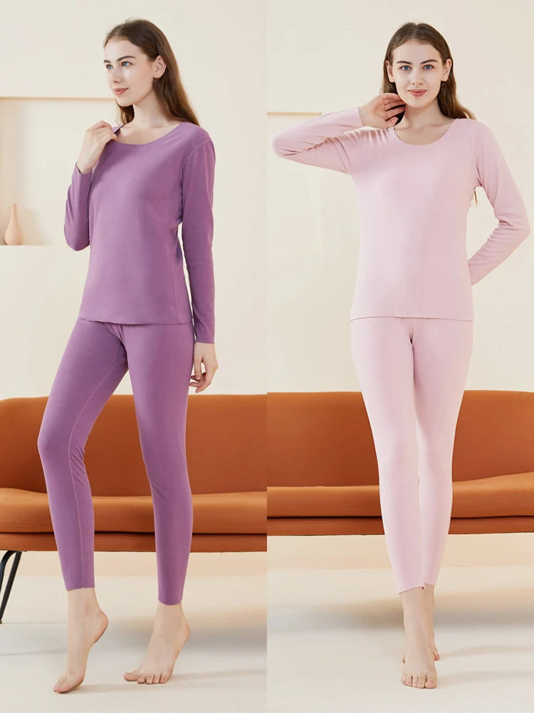 4pcs Women's Tight Thermal Underwear Set,Soft Warm & Comfortable Sleepwear Suit Fit Winter Warm Cashmere Lightweight Pajamas Set