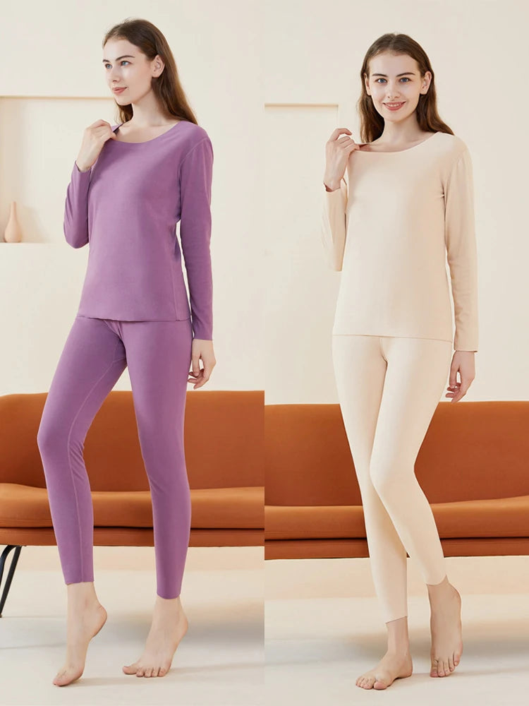 4pcs Women's Tight Thermal Underwear Set,Soft Warm & Comfortable Sleepwear Suit Fit Winter Warm Cashmere Lightweight Pajamas Set