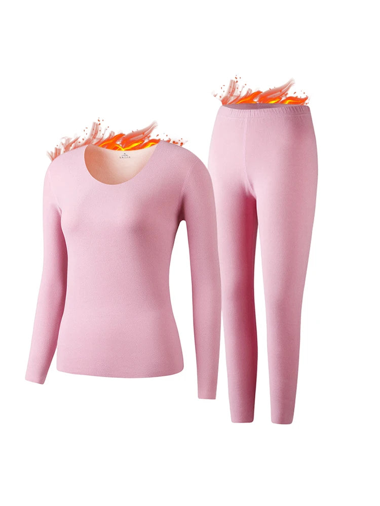 4pcs Women's Tight Thermal Underwear Set,Soft Warm & Comfortable Sleepwear Suit Fit Winter Warm Cashmere Lightweight Pajamas Set