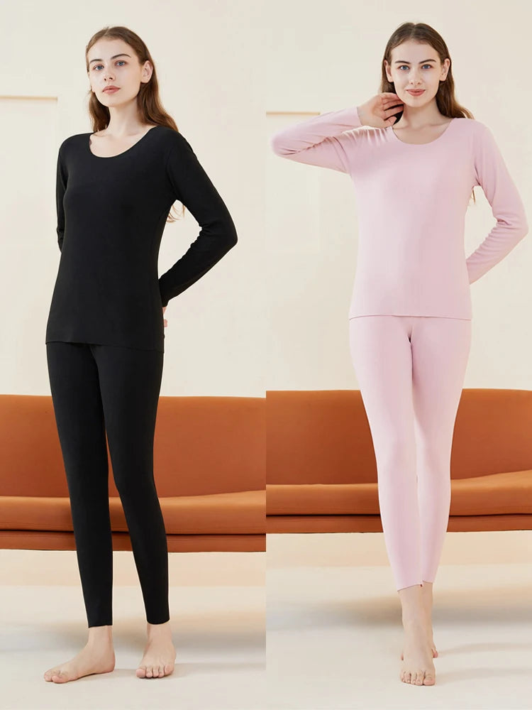 4pcs Women's Tight Thermal Underwear Set,Soft Warm & Comfortable Sleepwear Suit Fit Winter Warm Cashmere Lightweight Pajamas Set